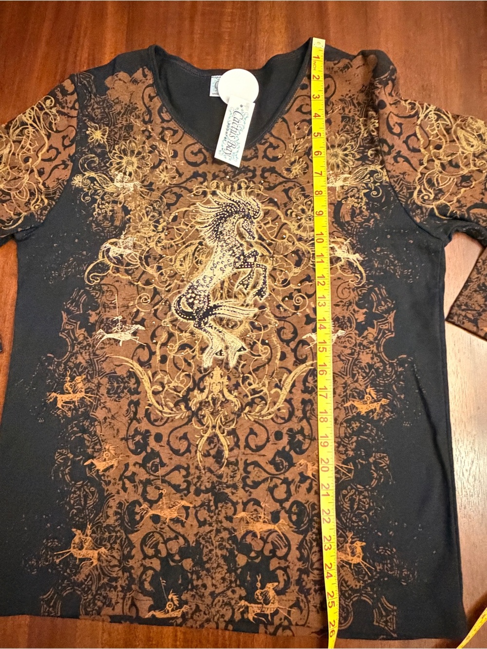 NWT Cactus Bay Western Horse Rhinestone Top | Tribal Print | Estate Find - Picture 4 of 7